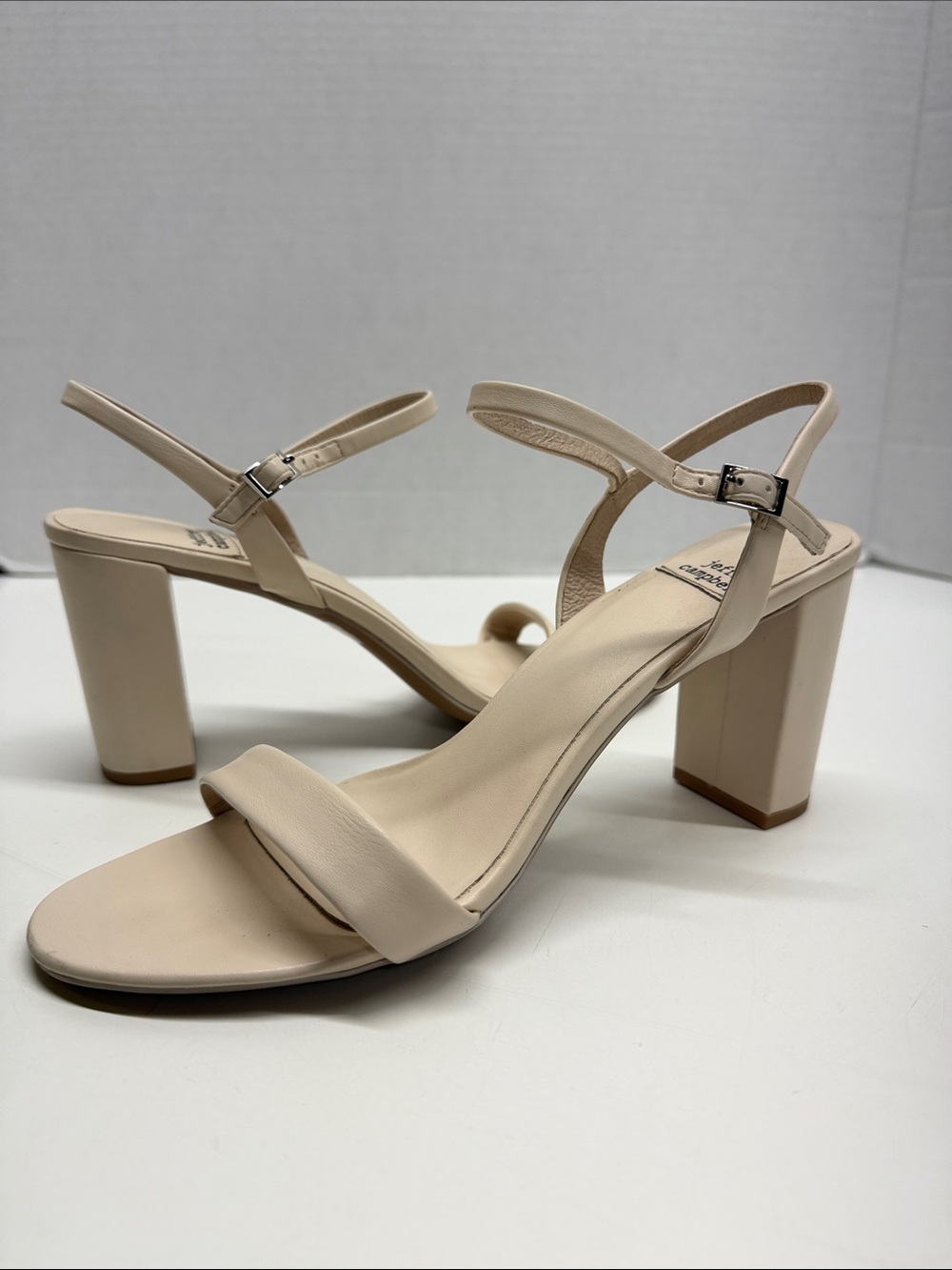 Jeffrey Campbell Go There Sandal Heels Shoes Block Heel Open Toe Vegan Ivory 7.5